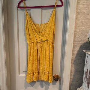 Yellow Sleeveless Dress with Ruffle Hem